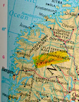 Norway Map with T&oslash;njum Highlighted